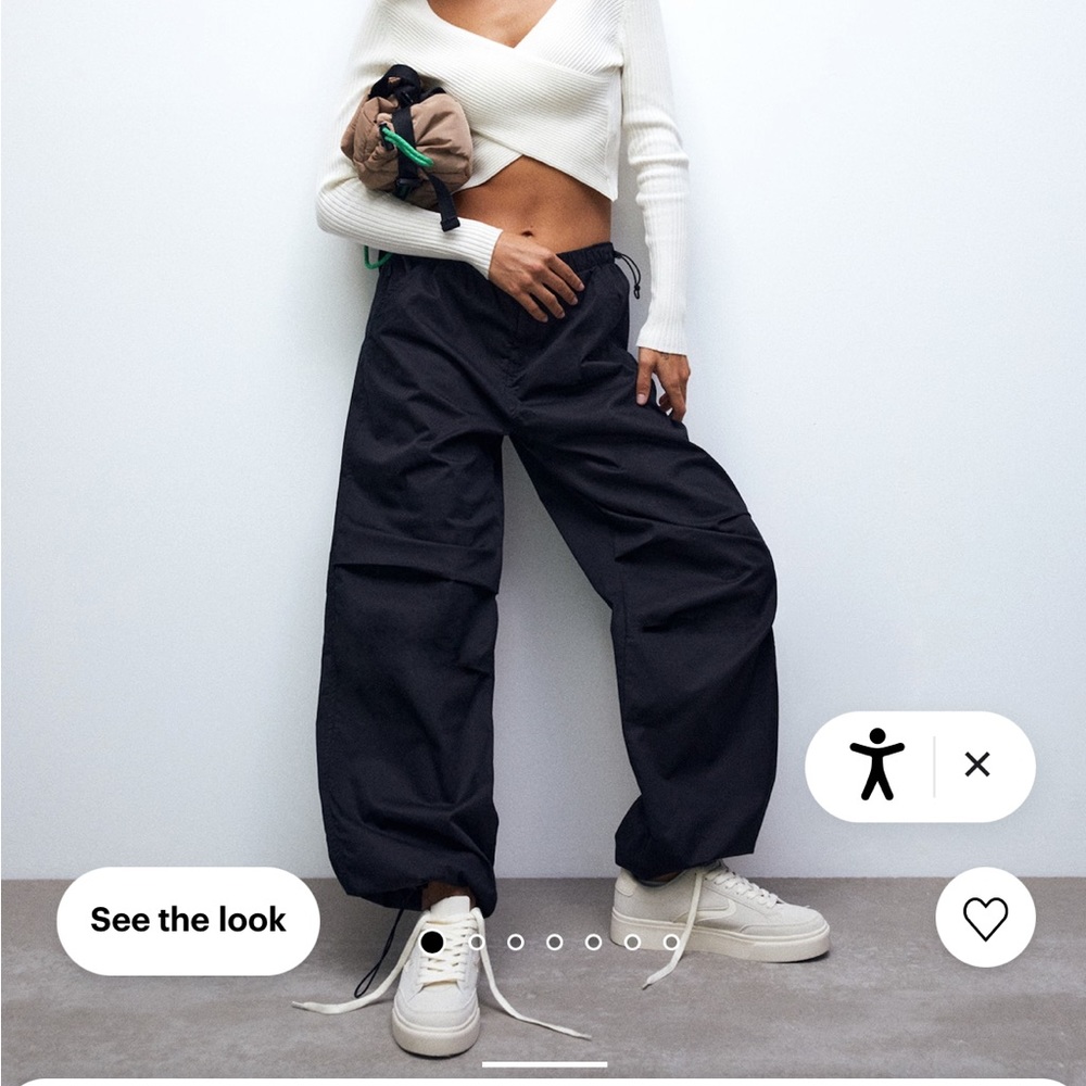 Black parachute pants new with tags